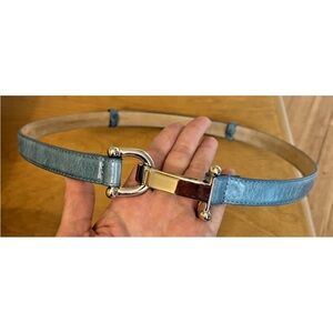 Ellen Tracy Womens Blue Belt Italian Leather Womens Sz O/S ADJUSTABLE 21 to 38